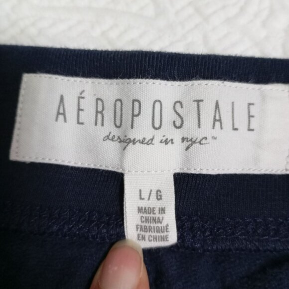 Aeropostale Navy Blue Graphic Sweatpants Casual Lounge Womens Large - Picture 2 of 9